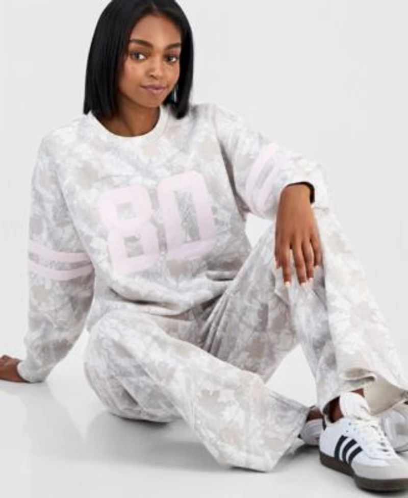 Madden Girl Juniors Crewneck Sweatshirt Wide Leg Fleece Sweatpants