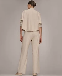 Donna Karen Weekend Womens Mock Neck Sweater Ribbed Pull On Pants