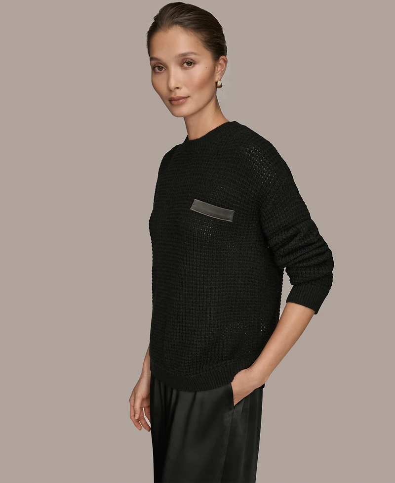 Donna Karan Weekend Women's Long Sleeve Waffle Stitch Sweater