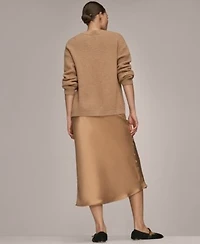 Donna Karen Weekend Womens Waffle Stitch Cashmere Blend Sweater Midi Skirt