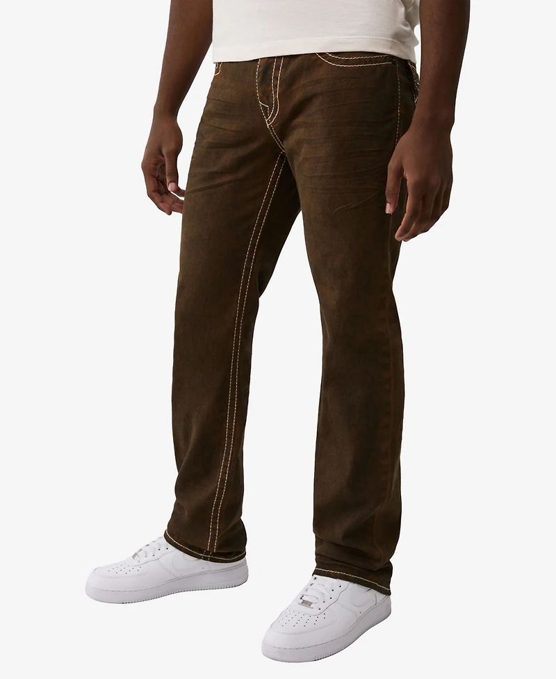 True Religion Men's Big T Stitch Detail Straight Fit Jeans
