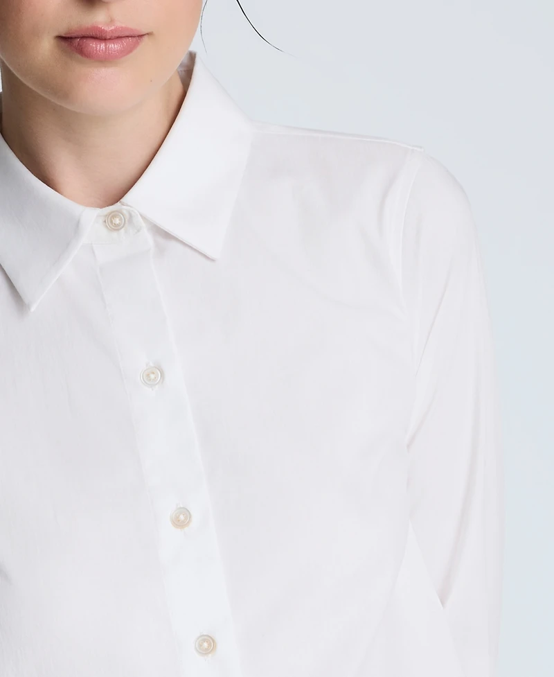 Kenneth Cole Women's Solid Poplin Button Front Shirt