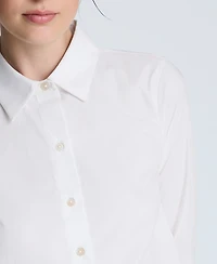 Kenneth Cole Women's Solid Poplin Button Front Shirt