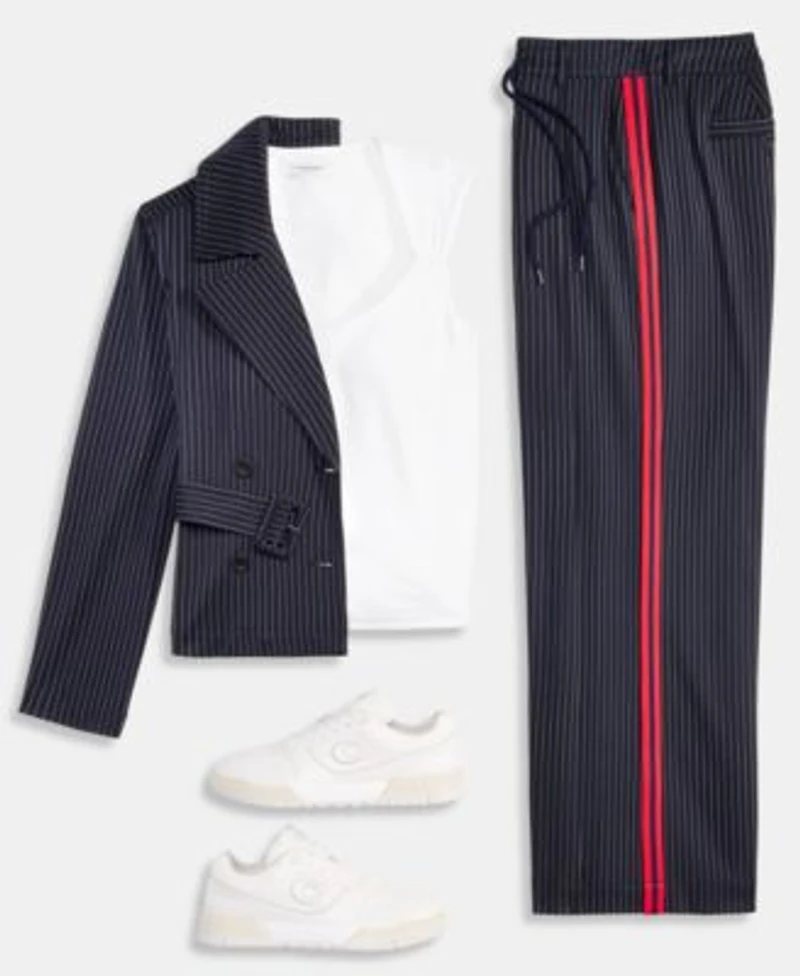 Liverpool Los Angeles Cropped Trench Jacket Built In Bra Top Pleated Trousers