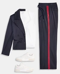 Liverpool Los Angeles Cropped Trench Jacket Built In Bra Top Pleated Trousers