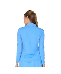 G Lifestyle Clothing Women's Long Sleeve Miock Neck Top Caribbean Turq. XLarge