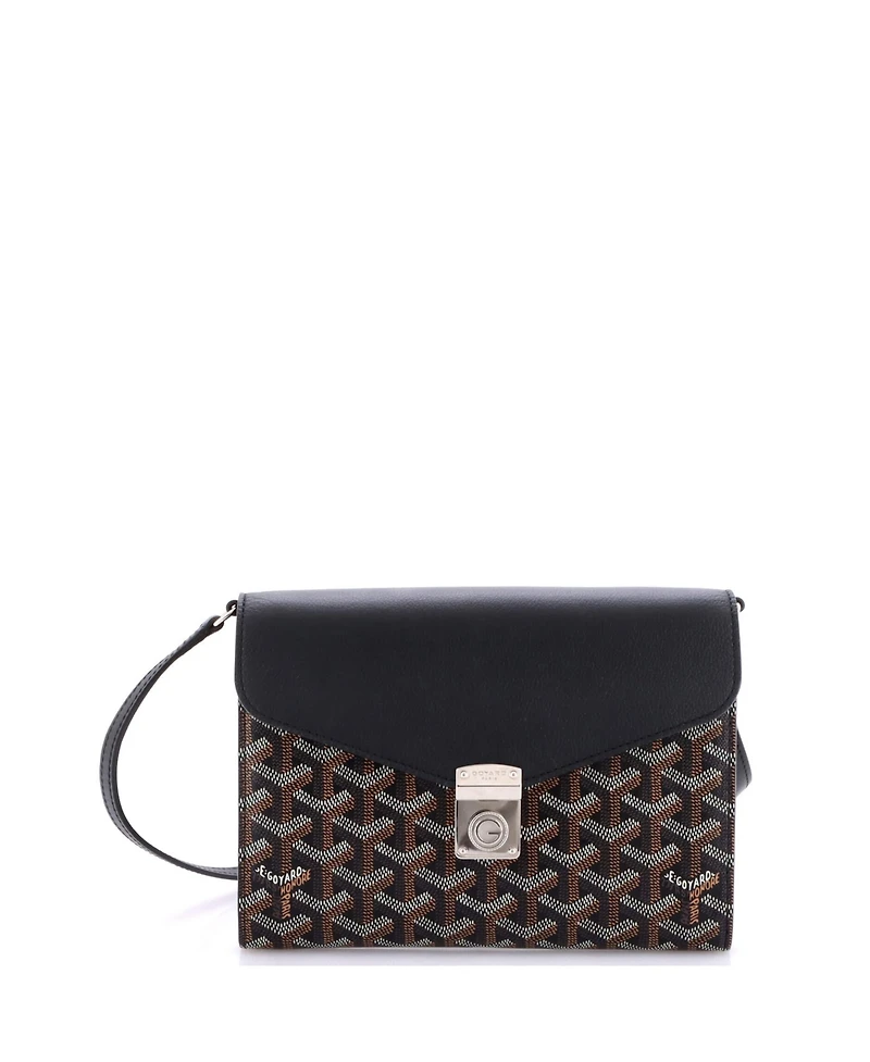 Pre-Owned Goyard Chypre Wallet on Strap Coated Canvas with Leather