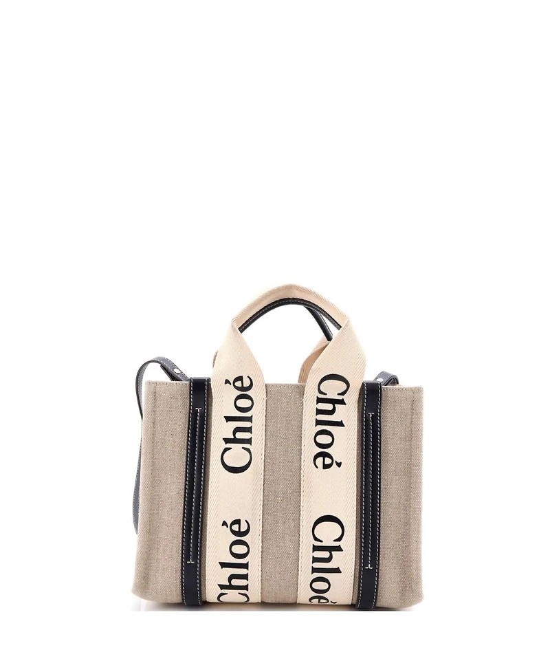 Pre-Owned Chloe Small Woody Tote Canvas with Leather