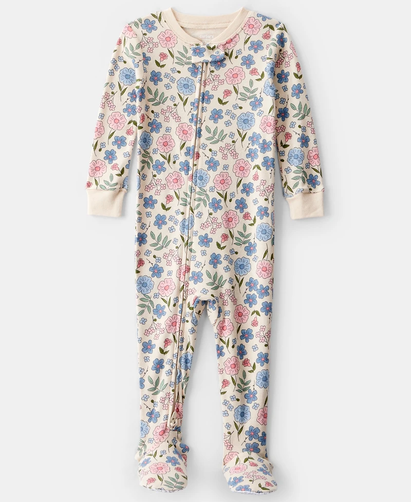 Carter's Baby Girls Floral Print Footed Long-Sleeve Bodysuit