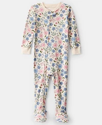 Carter's Baby Girls Floral Print Footed Long-Sleeve Bodysuit