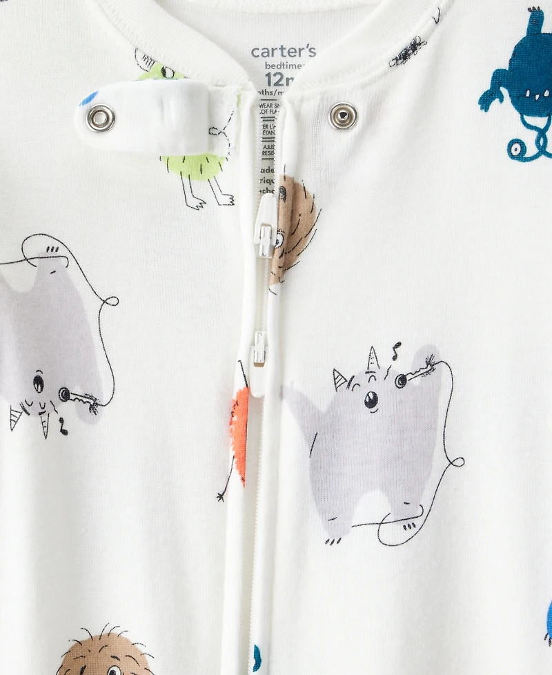 Carter's Baby Boys Monster Print Footed Long-Sleeve Bodysuit