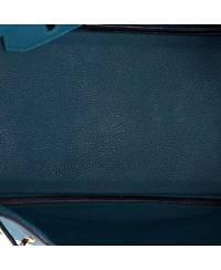 Pre-Owned HERMA‰S Birkin 30 Handbag Blue Togo with Gold Hardware
