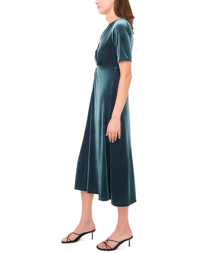 Msk Women's V-Neck Twist Front Midi Dress