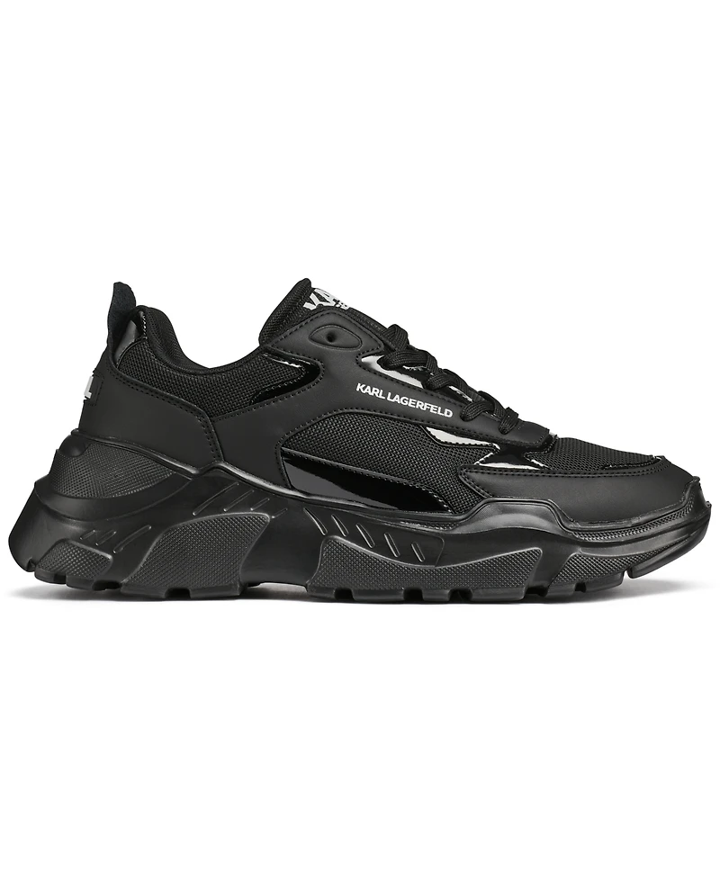 Karl Lagerfeld Paris Men's Patent Detail Round Toe Runner Shoes
