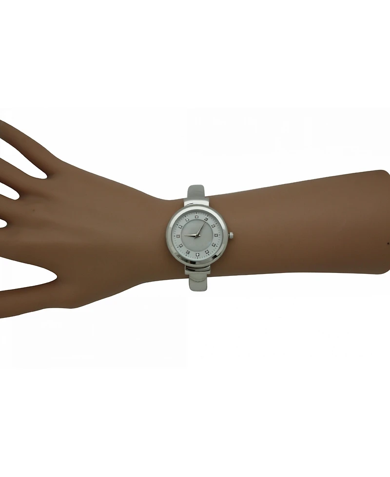 Silver Thin Metal Bangle Watch