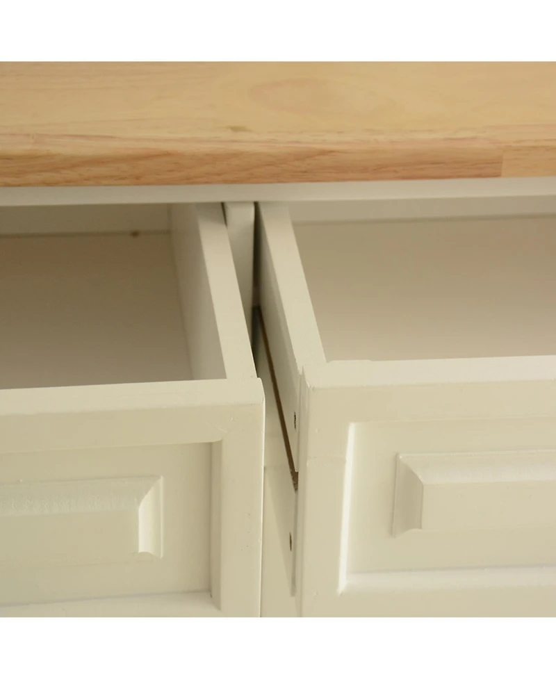 Streamdale Mobile Kitchen Island Cart - Rubberwood Top, Adjustable Shelf