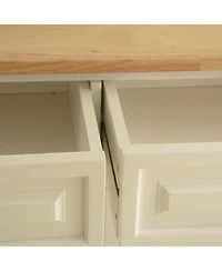 Streamdale Mobile Kitchen Island Cart - Rubberwood Top, Adjustable Shelf