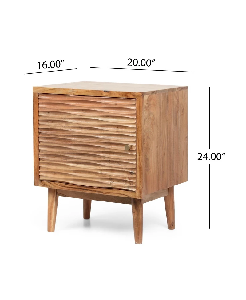 Streamdale Boho Carved Mango Wood Nightstand