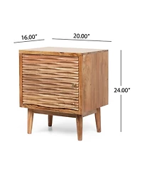 Streamdale Boho Carved Mango Wood Nightstand