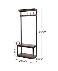 Streamdale Mango Wood Entryway Coat Rack Bench with Storage