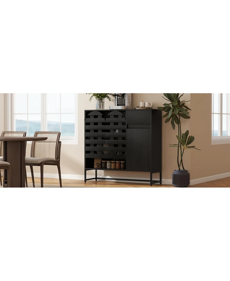 Streamdale Black Woven Door Accent Cabinet - Kitchen/Living/Dining