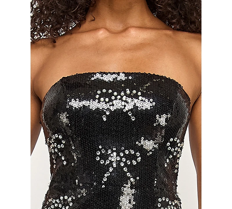 Seni & Cade Women's Bow Sequin Strapless Long Dress