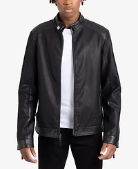 Xray Men's Pu Racer Jacket With Faux Shearling Lining