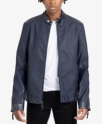 Xray Men's Pu Racer Jacket With Faux Shearling Lining
