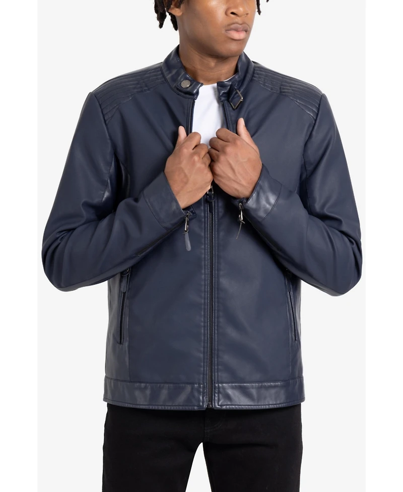 Xray Men's Pu Racer Jacket With Faux Shearling Lining