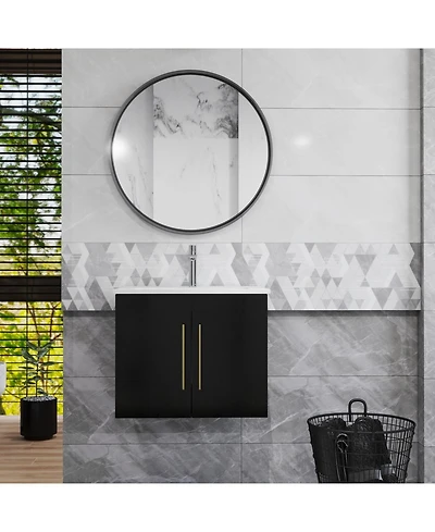 Streamdale 24" Black Bathroom Vanity w/ Sink, Gold Handle