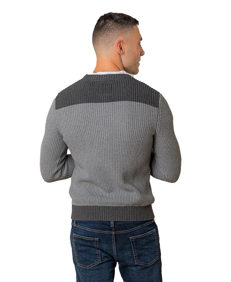 Hope & Henry Men's Organic Crew Neck Shoulder Detail Sweater