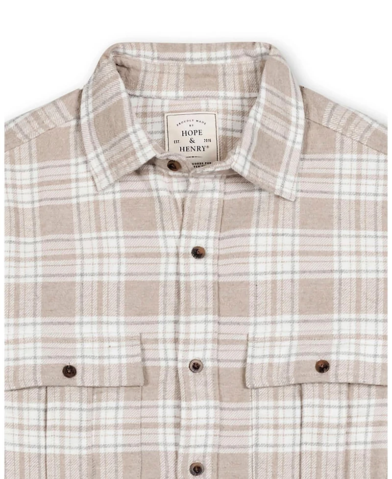 Hope & Henry Men's Organic Flannel Double Pocket Button Down Shirt