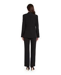 Tahari Asl Womens Satin Tuxedo Jacket Square Neck Corset Top Flare Leg Mid Rise Pants