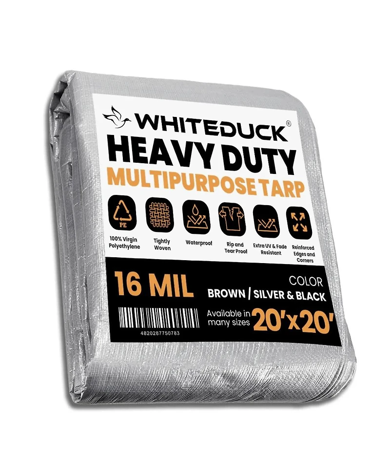8 oz. Poly Tarpaulin 20x20 Silver & Black
