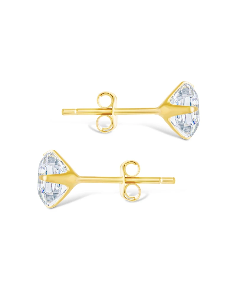 Sterling Forever Silver Asscher Cut Prong Set Stud Earrings