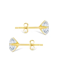 Sterling Forever Silver Asscher Cut Prong Set Stud Earrings