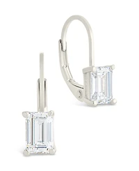 Sterling Forever Sterling Silver Emerald Cut French Clip Earrings