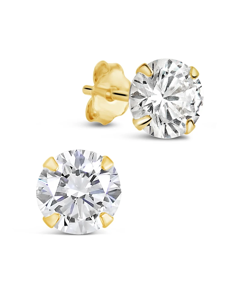 Sterling Forever Silver 6mm Cz Stud Earrings