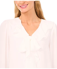 CeCe Women's Ruffle Tie V-Neck Top