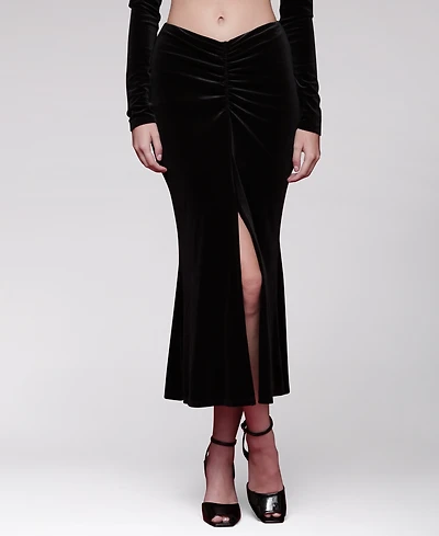 Avec Les Filles Women's Velvet Pull-On Midi Skirt