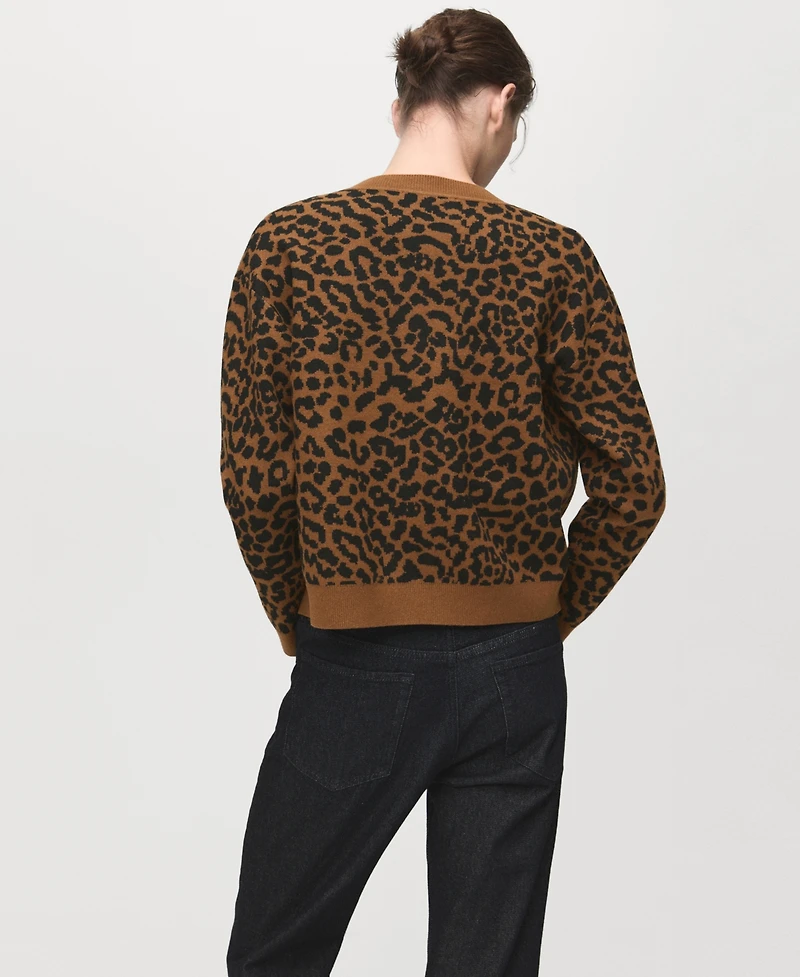 Mango Women's Leopard Knit Cardigan
