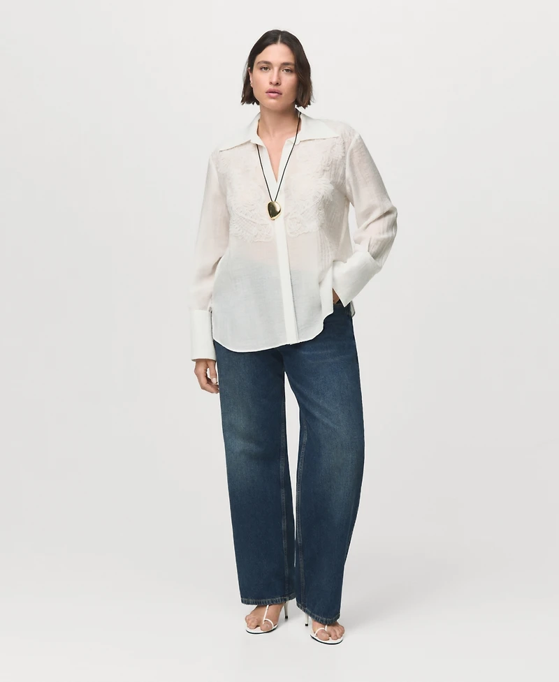 Mango Women's Patches Lyocell Shirt