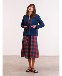 Celtic & Co. Women's Check Tie Front Midi Shirt Dress