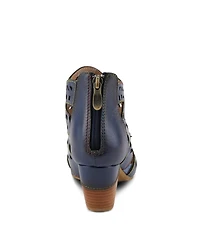 L Artiste Women s Icon Laser-Cut Leather Bootie with Ombre Edge and Zipper Closure