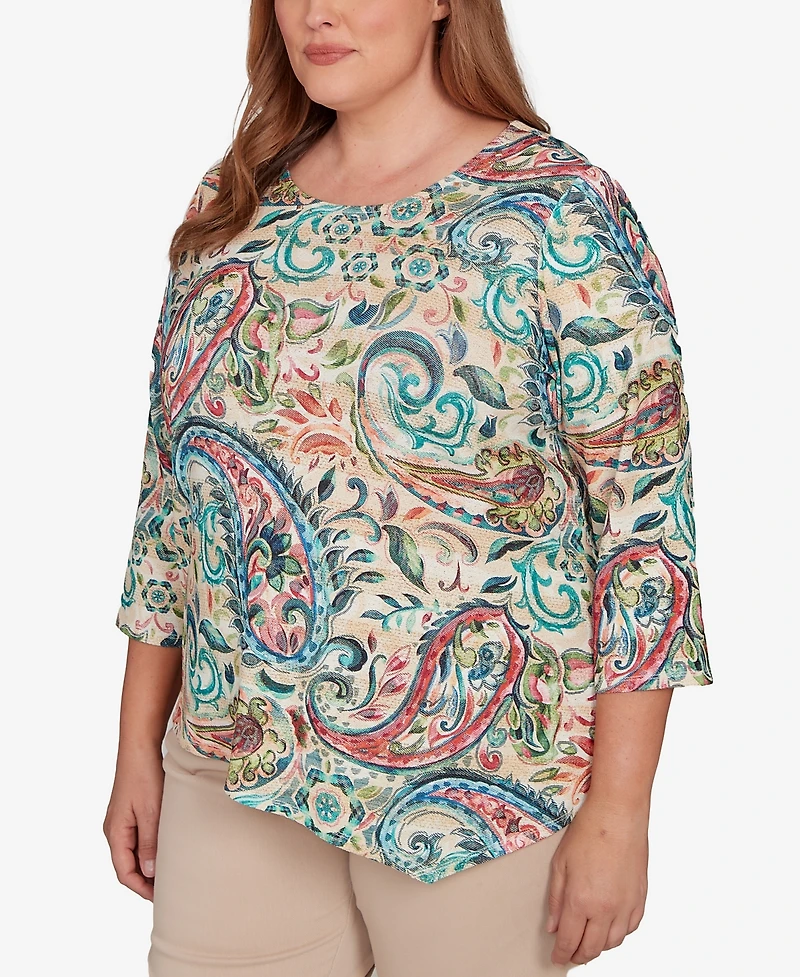 Alfred Dunner Plus Saratoga Springs Classic Paisley Print Pullover Knit Top