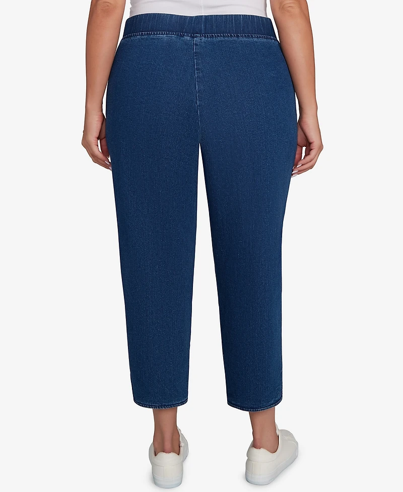 Alfred Dunner Plus Hilton Head Cross Stitch Flower Embroidery Ankle Jeans