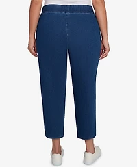 Alfred Dunner Plus Hilton Head Cross Stitch Flower Embroidery Ankle Jeans