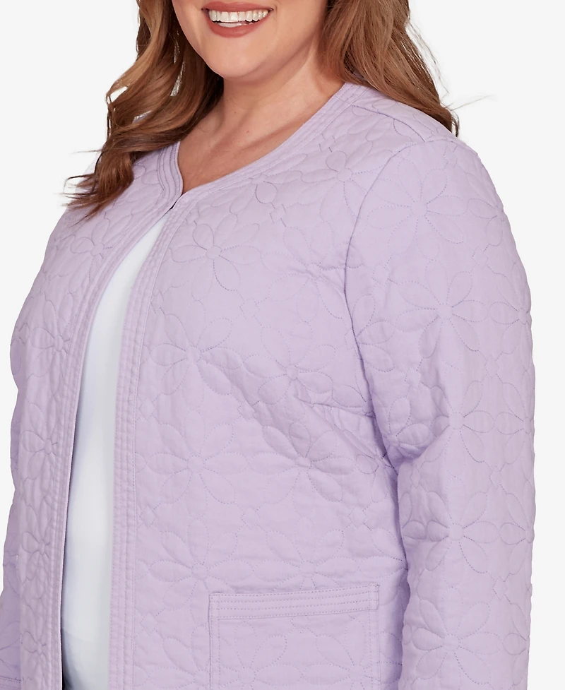 Alfred Dunner Plus Hilton Head Floral Quilted Patchwork Jacket