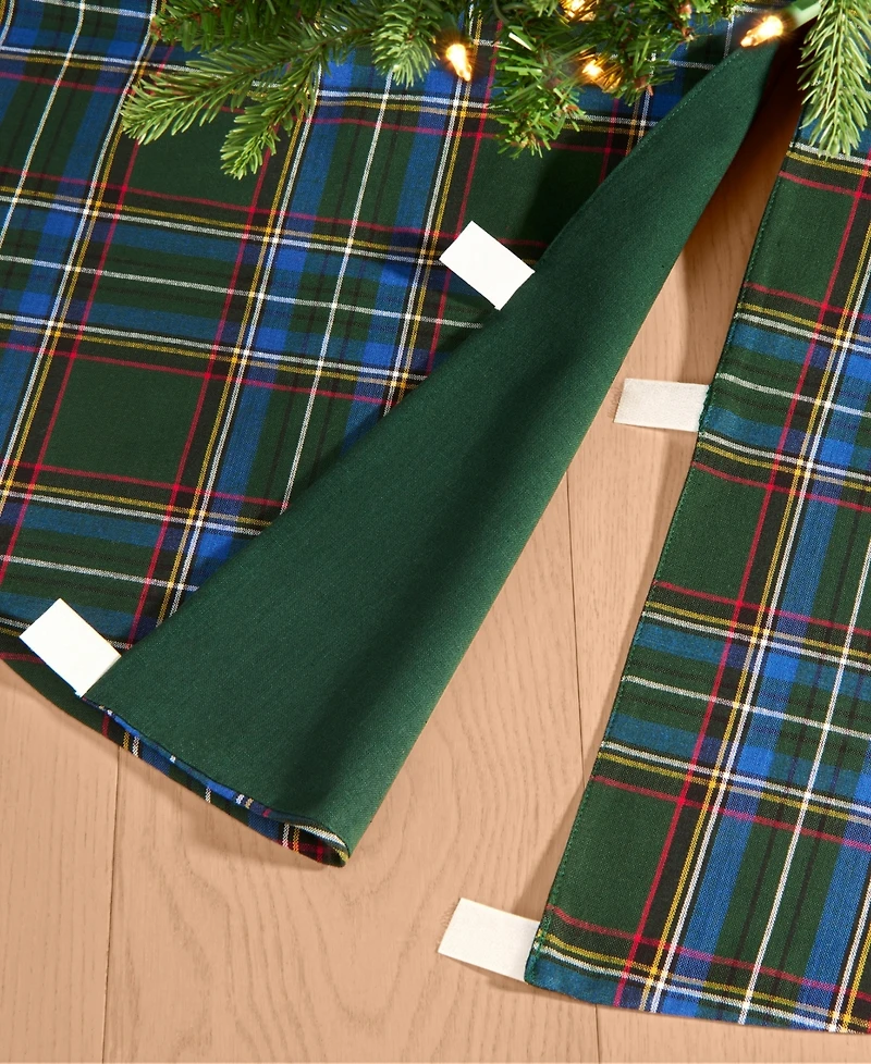 Elrene Stowe Tartan Plaid Cotton Christmas Tree Round Skirt, 48"