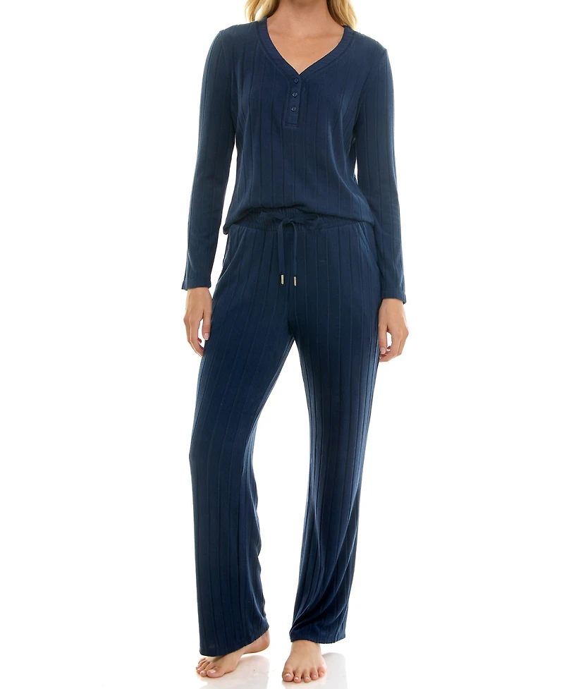 Jaclyn Intimates Women's Whisper Soft Wide Ribbed Pajamas